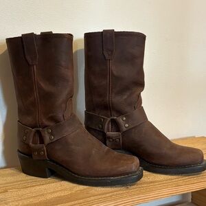 Brown Leather Heeled Cowboy Boots